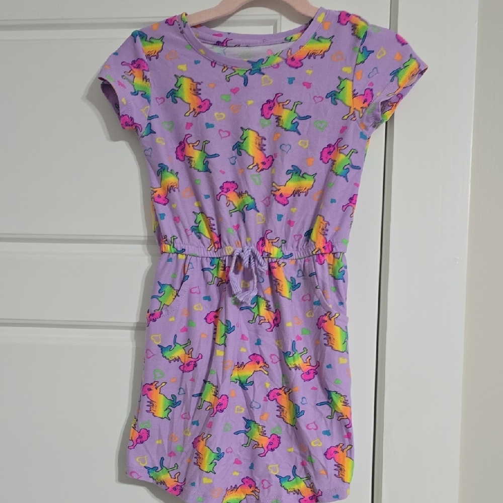 Colorful Unicorn Print Kids Dress